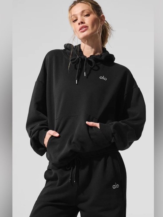 ALO Yoga Tops - Alo Yoga Accolade Black Oversized Hoodie Sz M 8-10 U3032RG